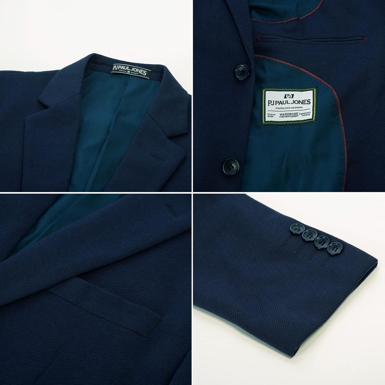 imagePJ Paul Jones Mens Herringbone Blazer Jacket Lightweight Casual Knit Sport CoatLight Navy