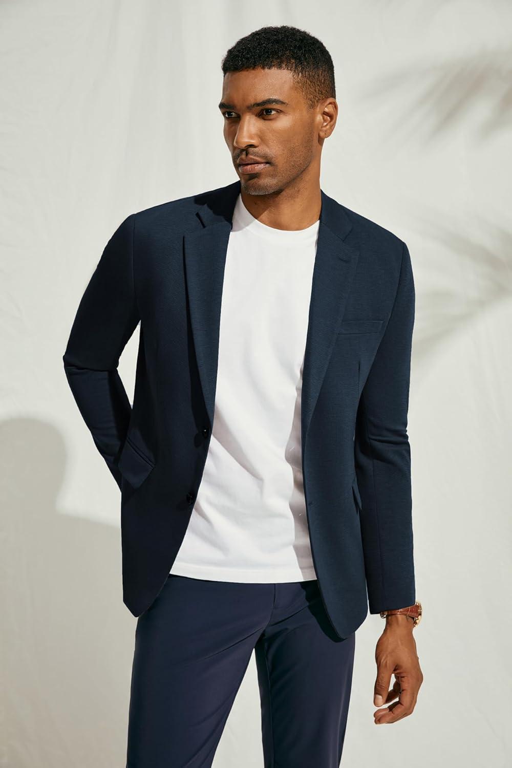 imagePJ Paul Jones Mens Herringbone Blazer Jacket Lightweight Casual Knit Sport CoatNavy New