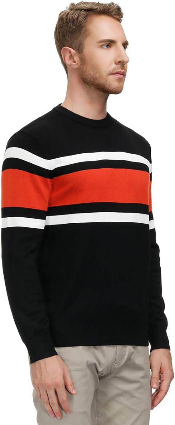imagePJ Paul Jones Mens Striped Pullover Sweater Crewneck Contrast Fine Knitted SweatersBlackredwhite