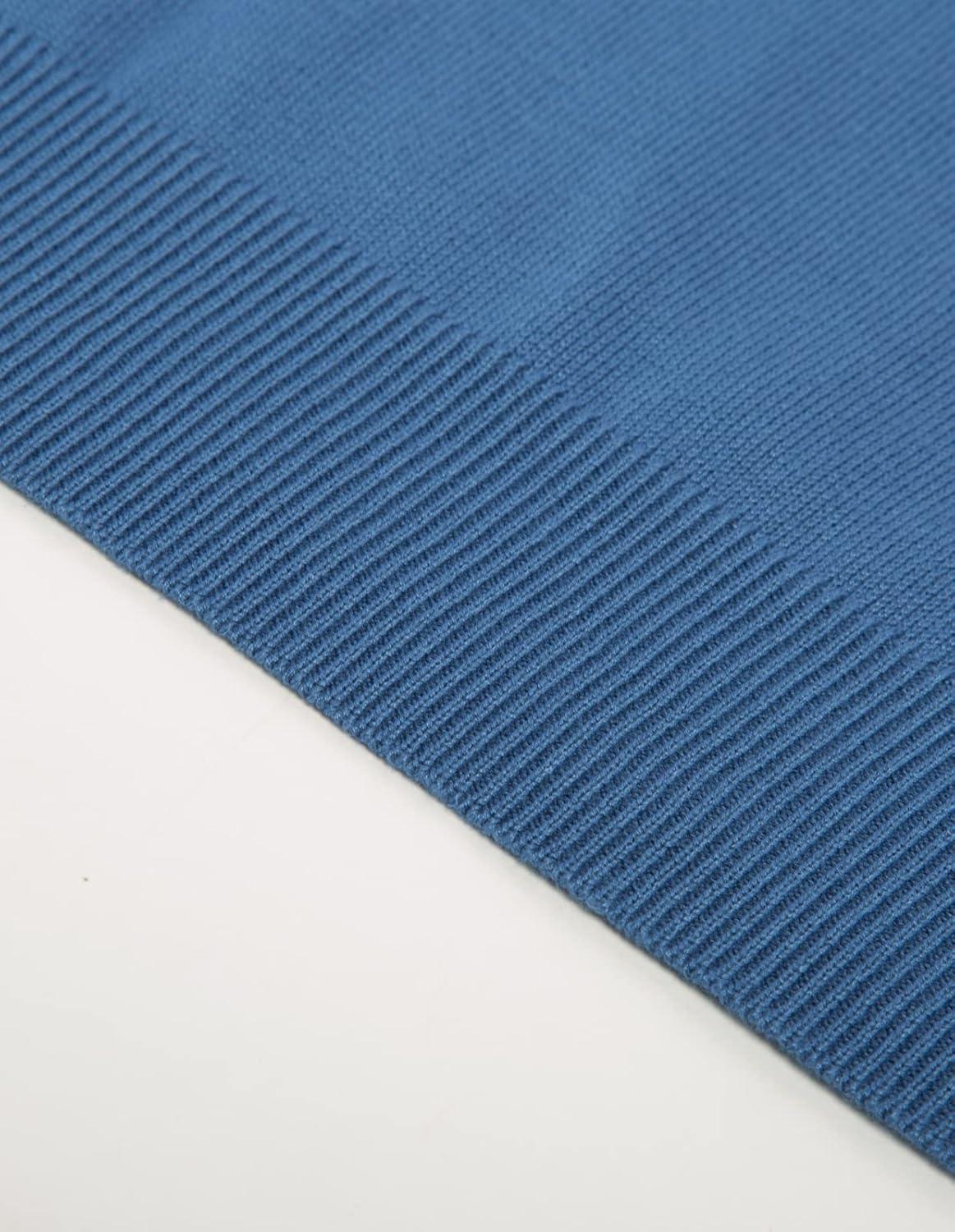 imagePJ Paul Jones Mens Striped Pullover Sweater Crewneck Contrast Fine Knitted SweatersDenim Blue