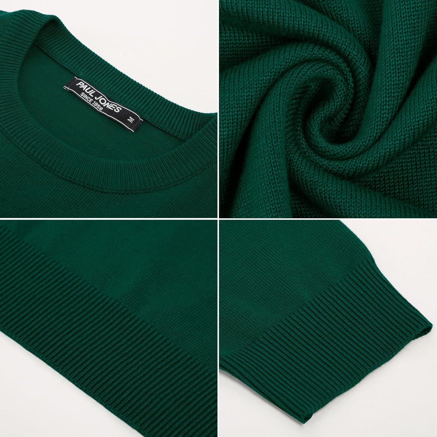 imagePJ Paul Jones Mens Striped Pullover Sweater Crewneck Contrast Fine Knitted SweatersGreen