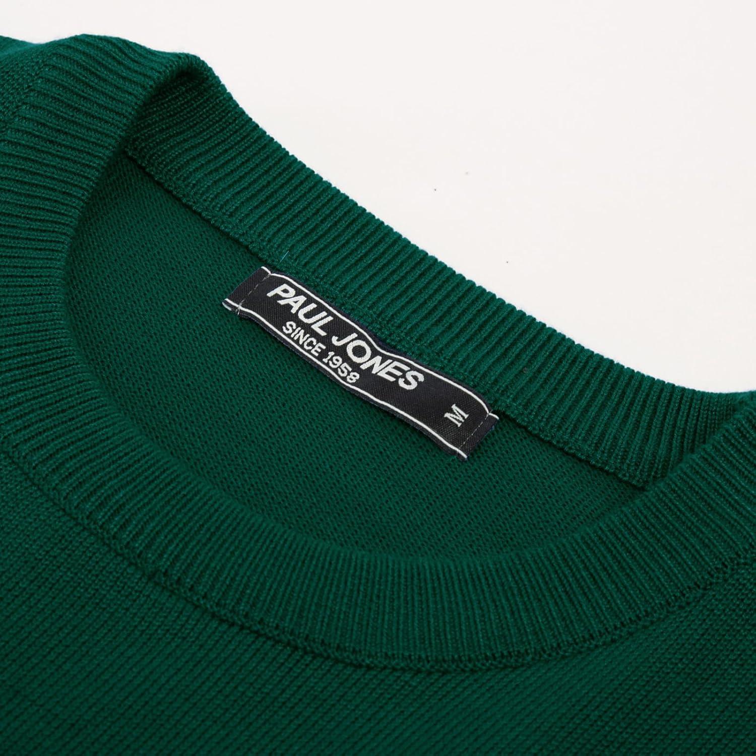 imagePJ Paul Jones Mens Striped Pullover Sweater Crewneck Contrast Fine Knitted SweatersGreen