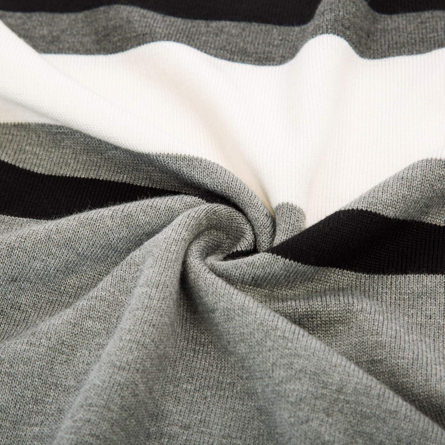 imagePJ Paul Jones Mens Striped Pullover Sweater Crewneck Contrast Fine Knitted SweatersMid Graywhiteblack