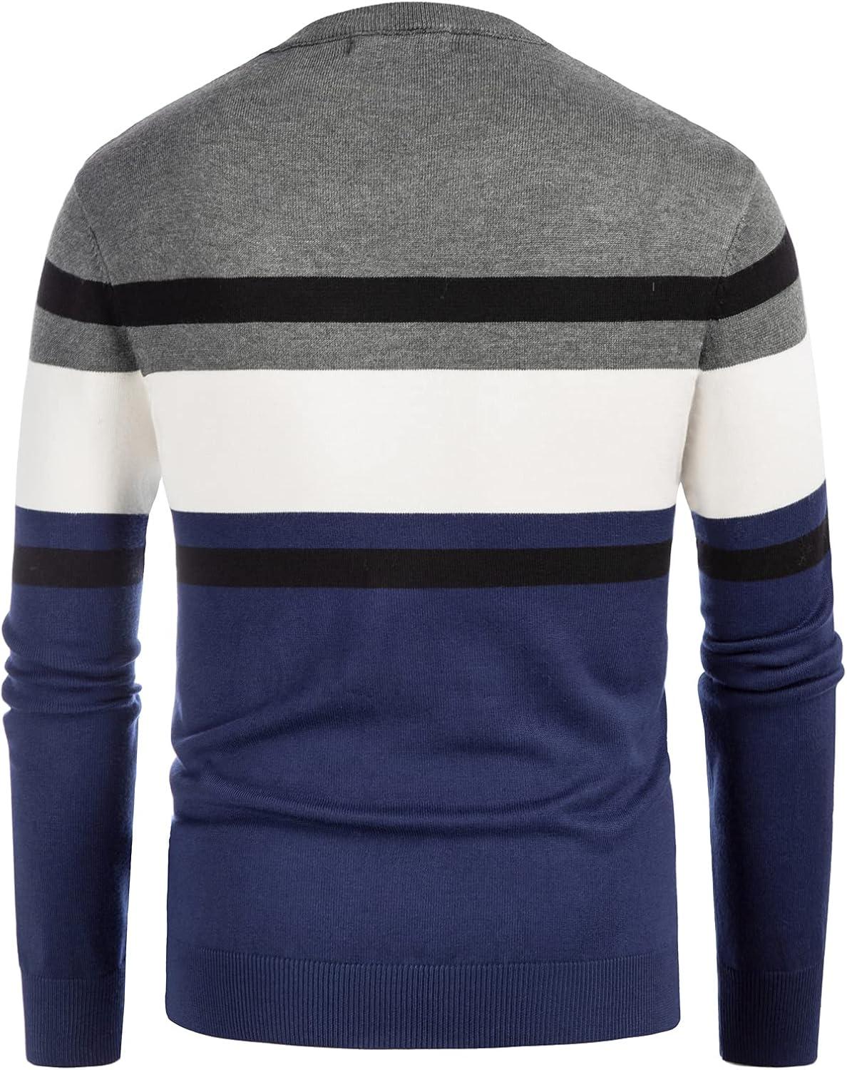 imagePJ Paul Jones Mens Striped Pullover Sweater Crewneck Contrast Fine Knitted SweatersNavywhiteblack