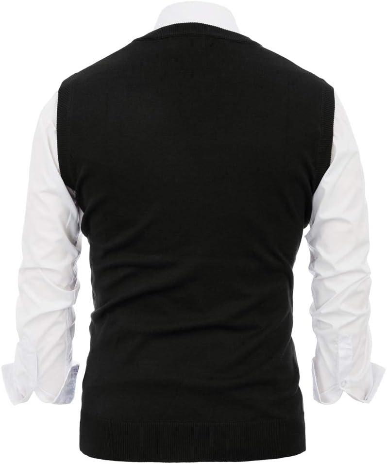 imagePaul Jones Mens Argyle Sweater Vest Knitted Casual VNeck Pullover VestBlack