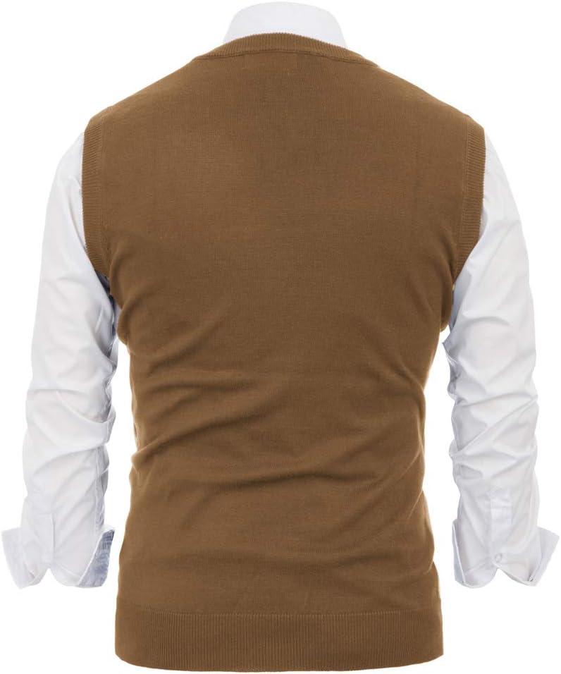 imagePaul Jones Mens Argyle Sweater Vest Knitted Casual VNeck Pullover VestBrown