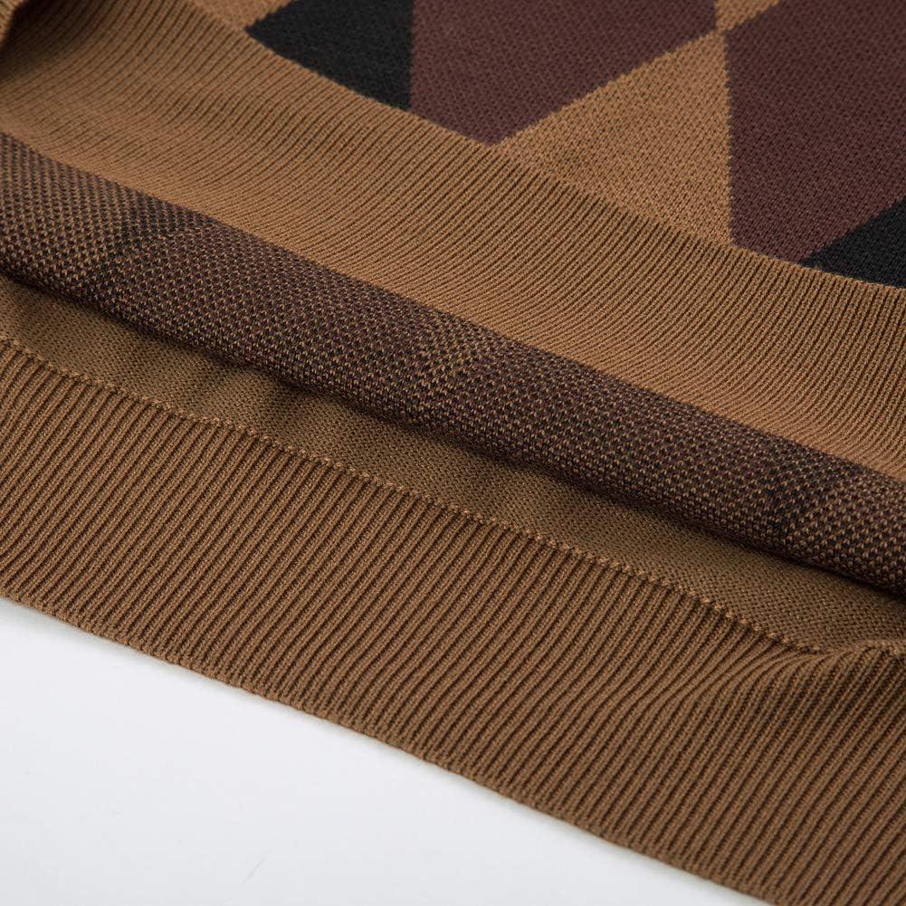 imagePaul Jones Mens Argyle Sweater Vest Knitted Casual VNeck Pullover VestBrown