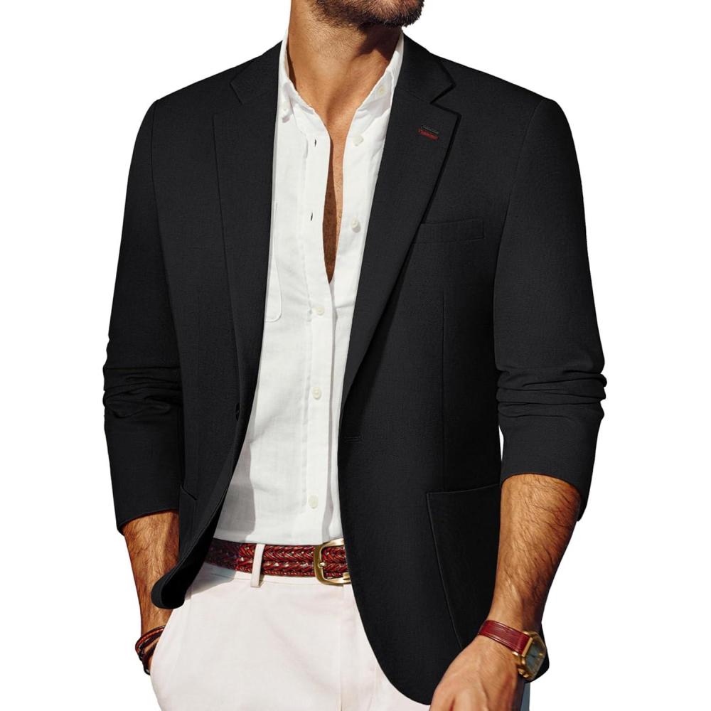 imagePJ PAUL JONES Mens Blazer Casual Sport Coats Lightweight One Button Suit Jacket for SummerBlack