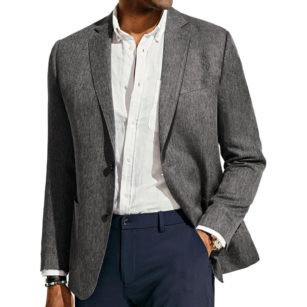 imagePJ PAUL JONES Mens Blazer Casual Sport Coats Regular Fit Two Button Suit Jacket Lightweight Sports JacketDark Gray