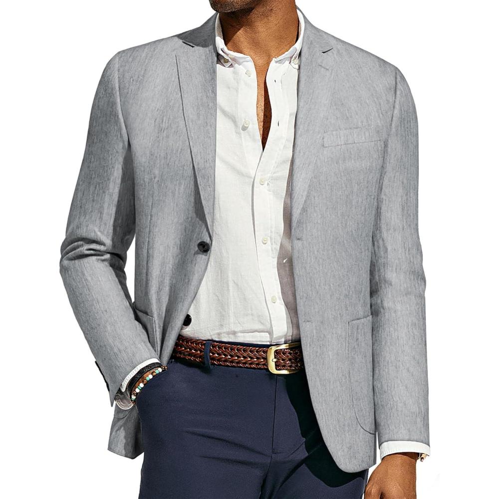 imagePJ PAUL JONES Mens Blazer Casual Sport Coats Regular Fit Two Button Suit Jacket Lightweight Sports JacketLight Grey