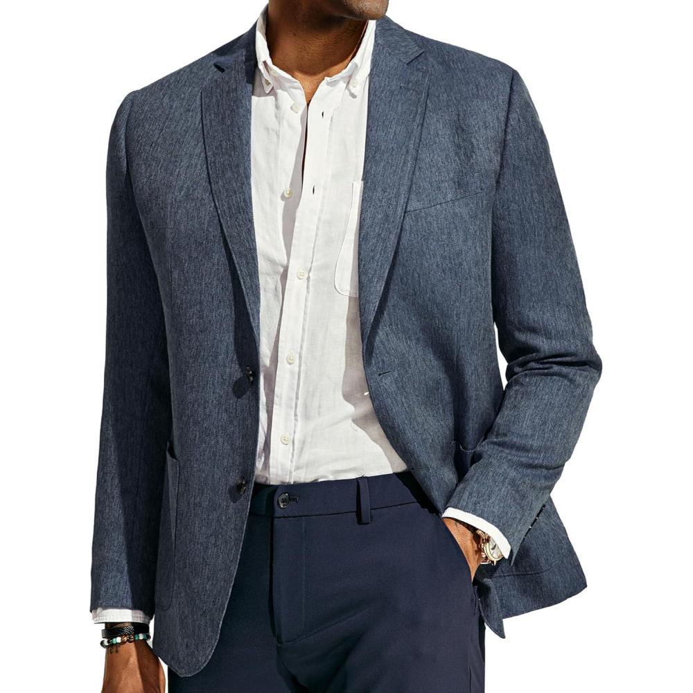 imagePJ PAUL JONES Mens Blazer Casual Sport Coats Regular Fit Two Button Suit Jacket Lightweight Sports JacketNavy Blue