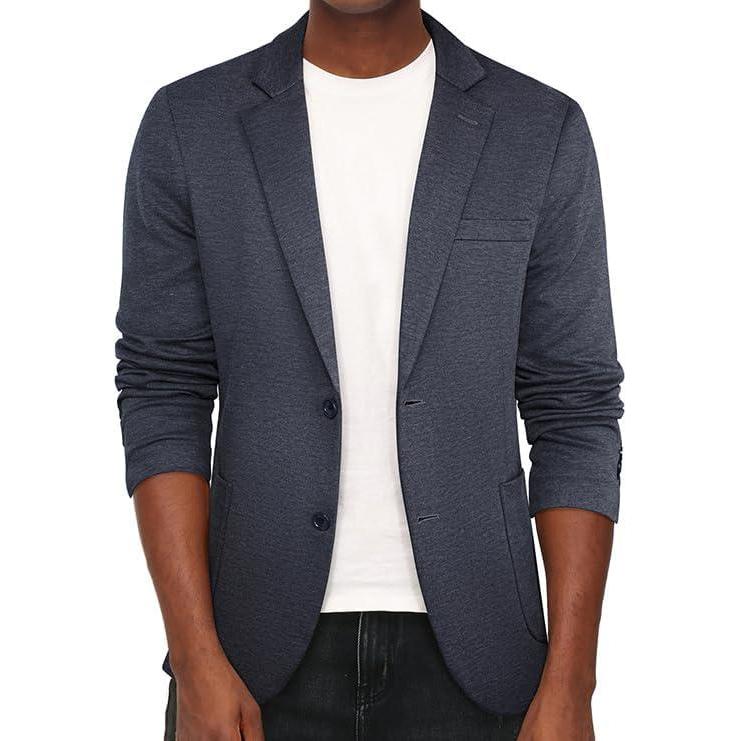 imagePJ PAUL JONES Mens Casual Knit Blazer Suit Jackets Two Button Lightweight Unlined Sport CoatDark Bluelightweight