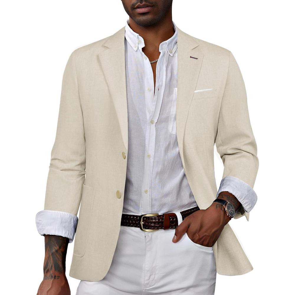 imagePJ PAUL JONES Mens Casual Sport Coat Blazer Two Buttons Lightweight Business JacketsApricot