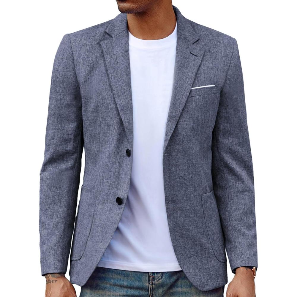 imagePJ PAUL JONES Mens Casual Sport Coat Blazer Two Buttons Lightweight Business JacketsDark Navy