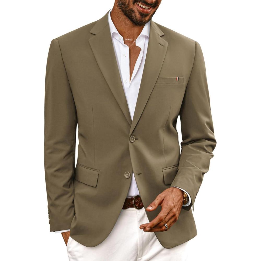 imagePJ PAUL JONES Mens Casual Sport Coats Two Buttons Lightweight Business Sport BlazerApricota