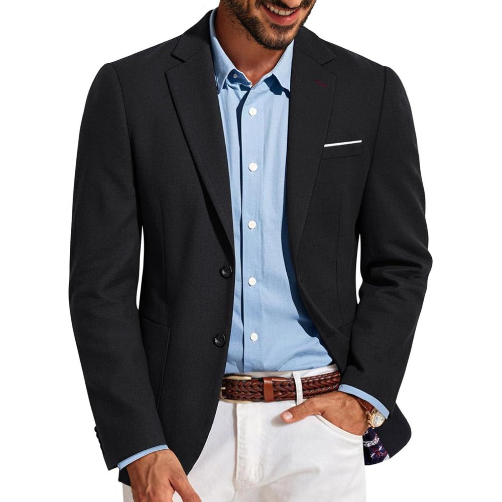 imagePJ PAUL JONES Mens Casual Sport Coats Two Buttons Lightweight Business Sport BlazerBlack