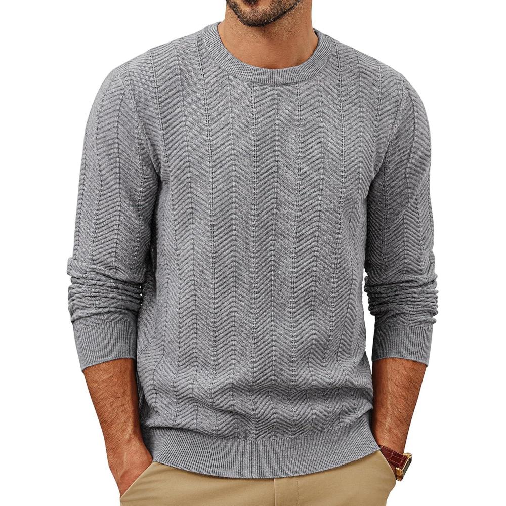 imagePJ PAUL JONES Mens Crewneck Sweater Lightweight Casual Long Sleeve Knit Pullover SweatersGray
