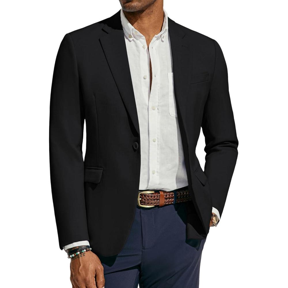 imagePJ PAUL JONES Mens Lightweight Sport Coat Casual One Button Blazer Breathable SportcoatBlack