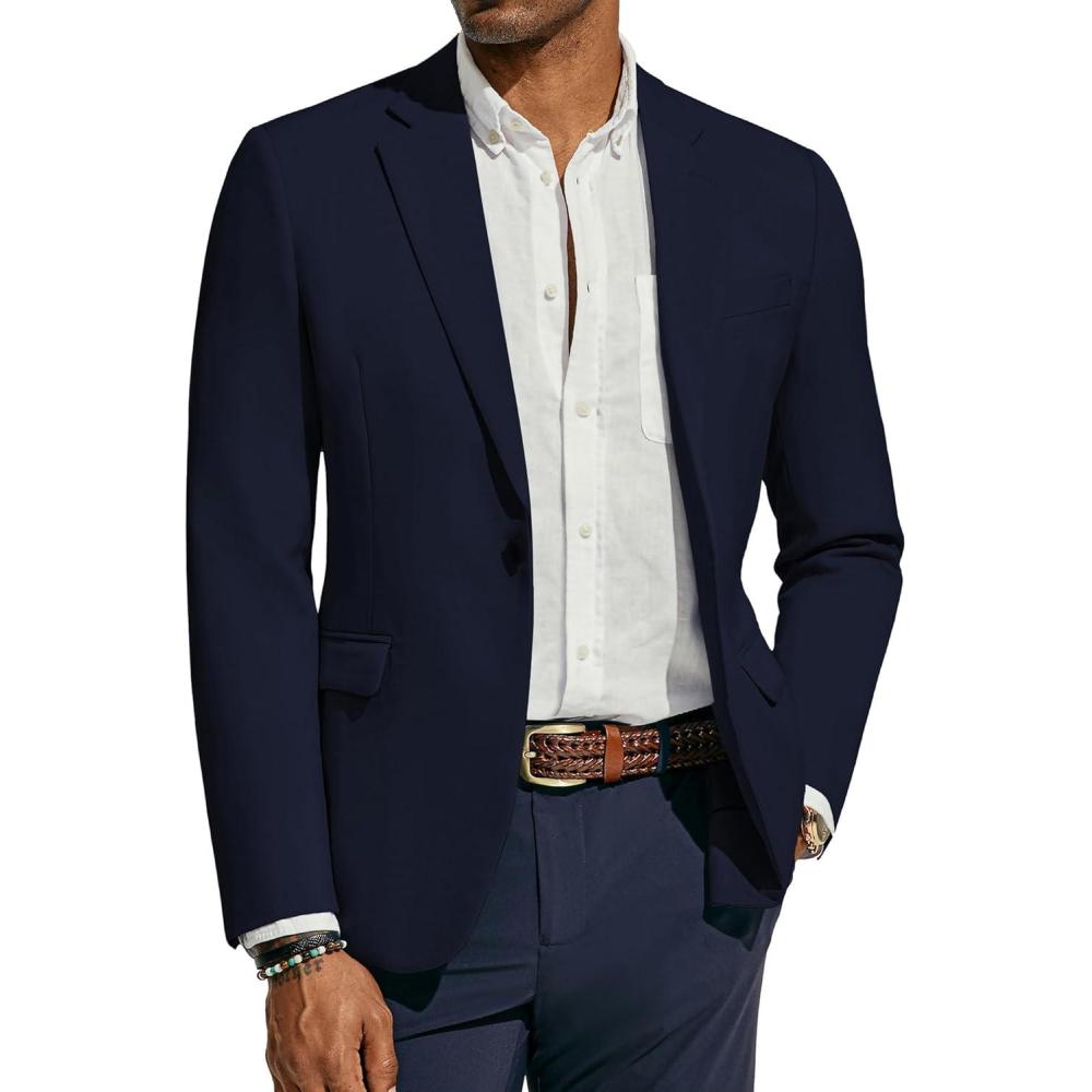 imagePJ PAUL JONES Mens Lightweight Sport Coat Casual One Button Blazer Breathable SportcoatDark Blue