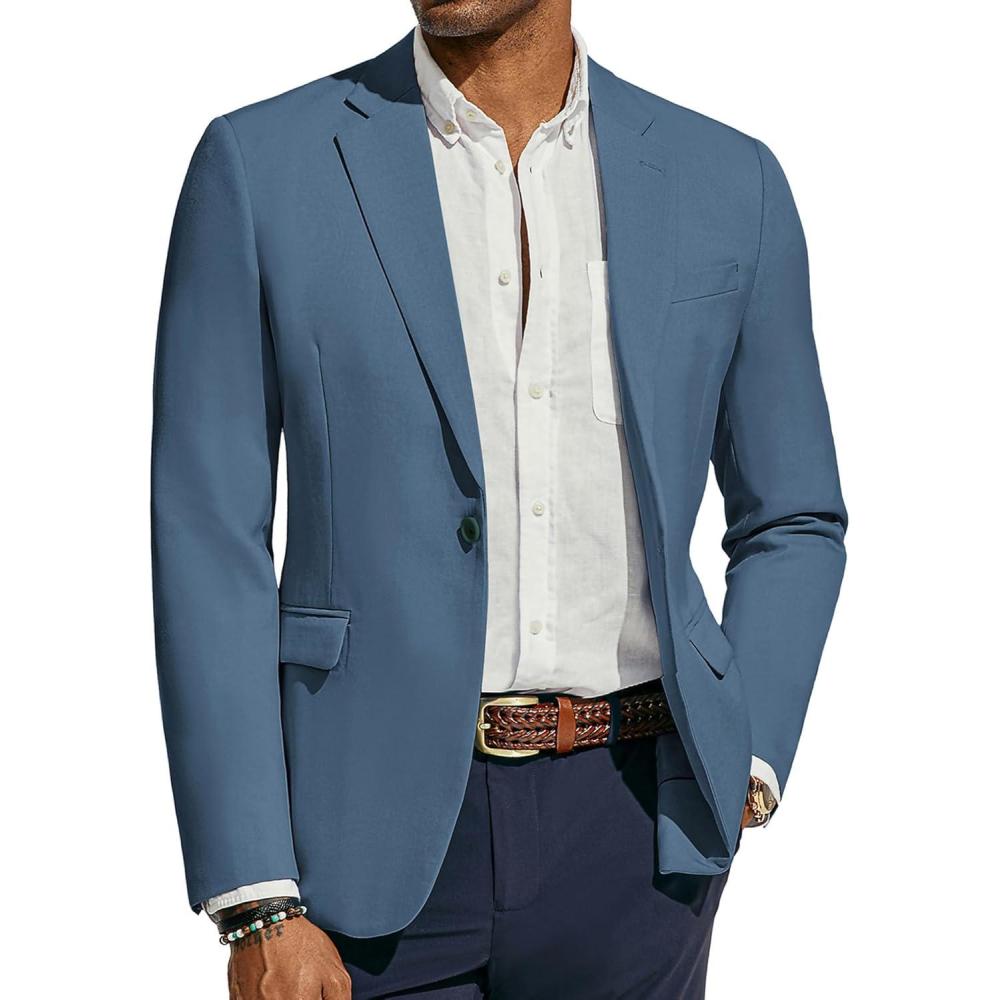 imagePJ PAUL JONES Mens Lightweight Sport Coat Casual One Button Blazer Breathable SportcoatDenim Blue