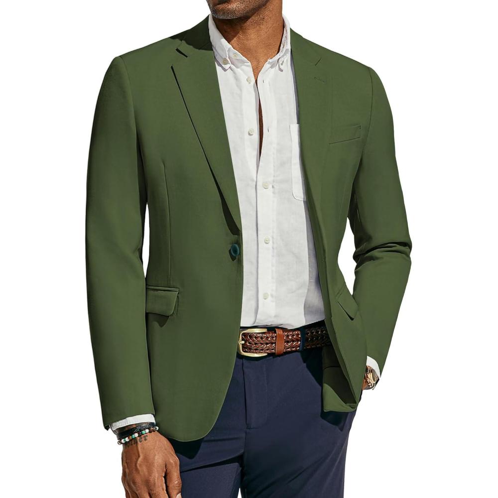 imagePJ PAUL JONES Mens Lightweight Sport Coat Casual One Button Blazer Breathable SportcoatGreen