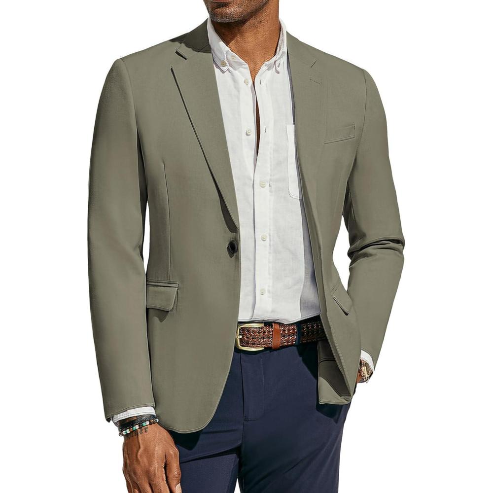 imagePJ PAUL JONES Mens Lightweight Sport Coat Casual One Button Blazer Breathable SportcoatKhaki