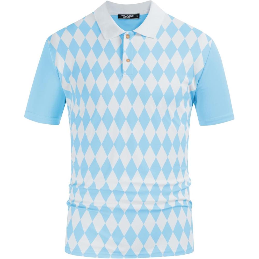 imagePJ PAUL JONES Mens Polo Shirt Short Sleeve Performance Golf Polo Shirts Daily CasualWearSky Blue