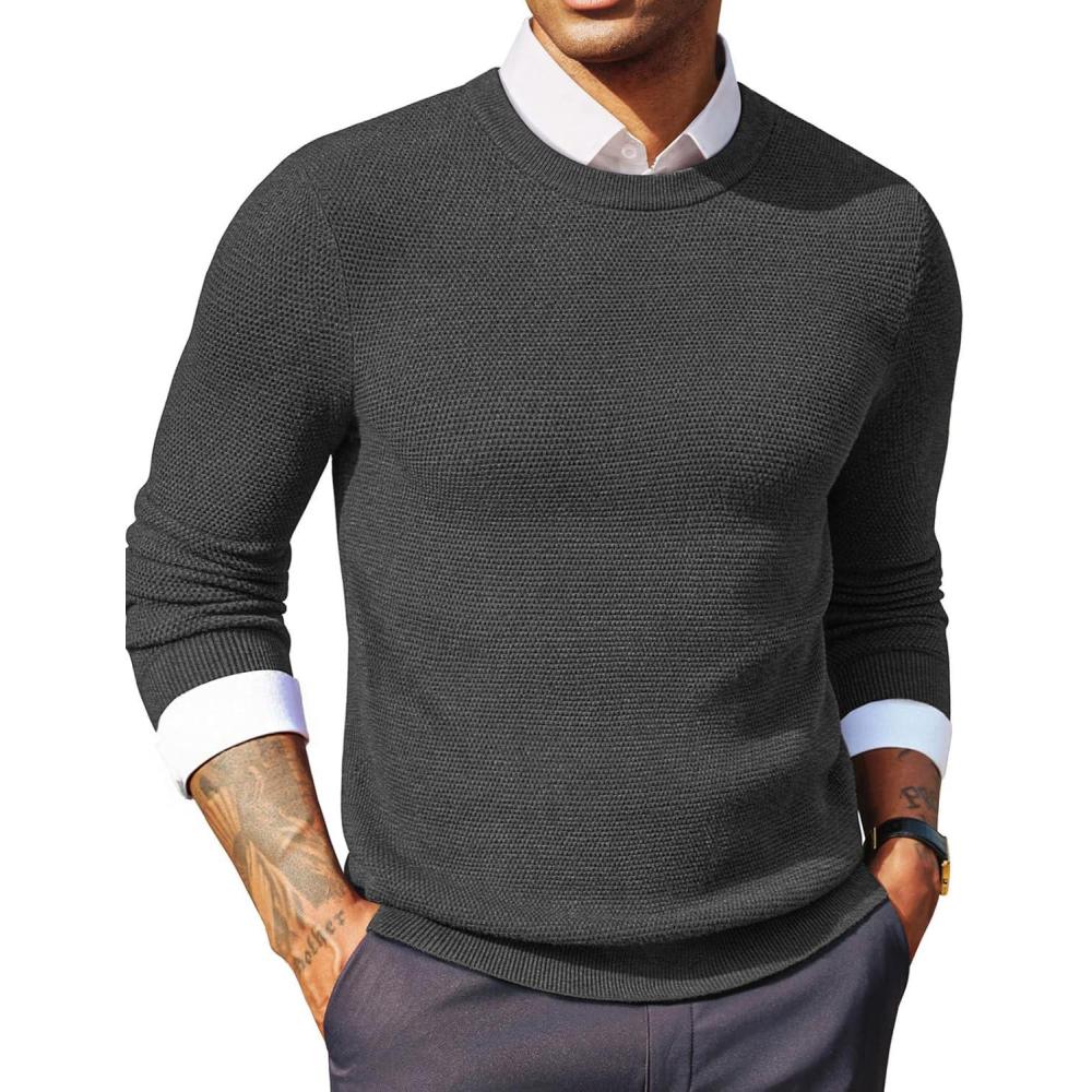 imagePJ PAUL JONES Mens Sweater Cable Knit Textured Solid Fall SweatersGrey