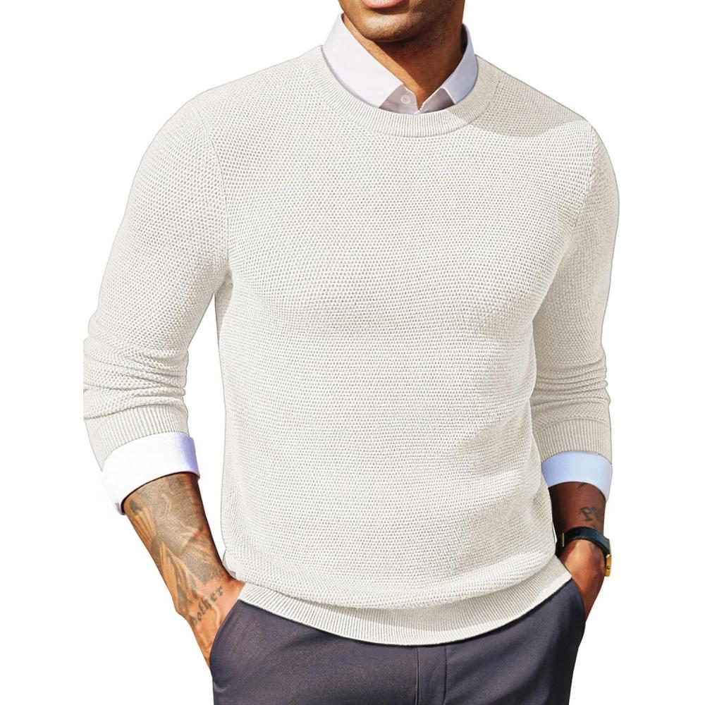 imagePJ PAUL JONES Mens Sweater Cable Knit Textured Solid Fall SweatersWhite