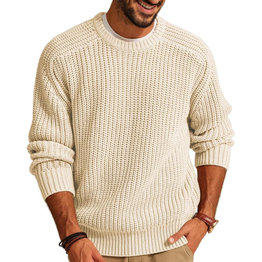 imagePJ PAUL JONES Mens Sweater Crewneck Knit Sweaters Casual Textured Pullover SweaterWhite