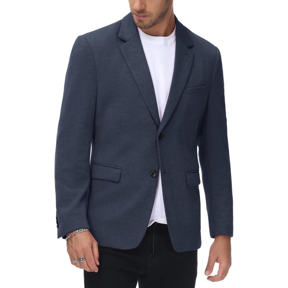 imagePJ Paul Jones Mens Herringbone Blazer Jacket Lightweight Casual Knit Sport CoatNavy