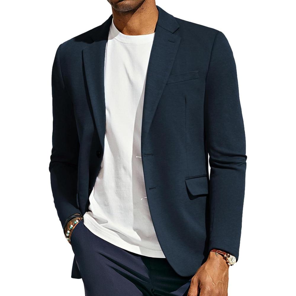 imagePJ Paul Jones Mens Herringbone Blazer Jacket Lightweight Casual Knit Sport CoatNavy New