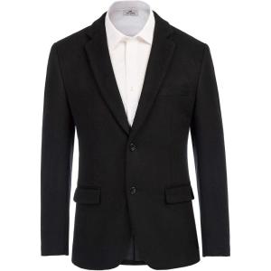 Mens Wool Blend Blazer Jacket Houndstooth Suit Blazer Notch Lapel 2 Button(Black)
