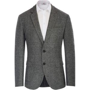 Mens Wool Blend Blazer Jacket Houndstooth Suit Blazer Notch Lapel 2 Button(Light Grey)