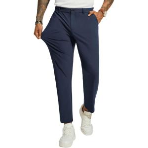 PJ PAUL JONES Men 4 Way Stretch Golf Pants Casual Slim Fit Cropped Tapered Dress Pants Lightweight Business Trousers(Blue Grey)