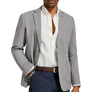 PJ PAUL JONES Mens Blazer Casual Cotton-Linen Sport Coat Lightweight 2 Button Unlined Suit Jackets(Light Grey)
