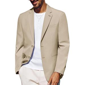 PJ PAUL JONES Mens Blazer Casual Linen Sport Coat Two Button Lightweight Suit Blazer Jackets(Khaki)