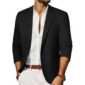 PJ PAUL JONES Mens Blazer Casual Sport Coats Lightweight One Button Suit Jacket for Summer(Black)
