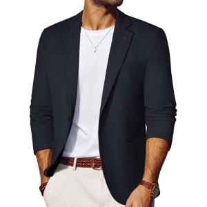 PJ PAUL JONES Mens Blazer Casual Sport Coats Lightweight One Button Suit Jacket for Summer(Blue Black)