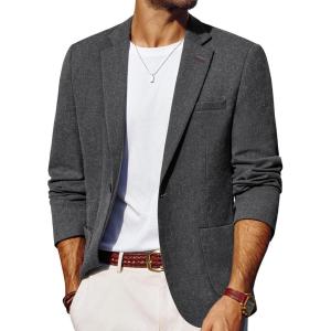 PJ PAUL JONES Mens Blazer Casual Sport Coats Lightweight One Button Suit Jacket for Summer(Charcoal Gray)