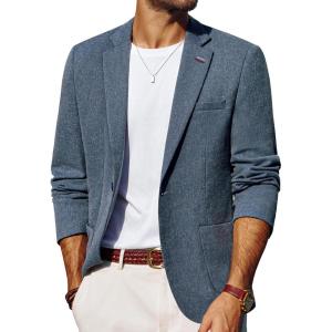 PJ PAUL JONES Mens Blazer Casual Sport Coats Lightweight One Button Suit Jacket for Summer(Denim Blue)