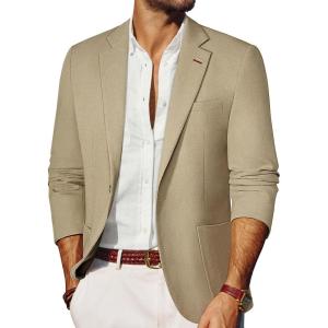PJ PAUL JONES Mens Blazer Casual Sport Coats Lightweight One Button Suit Jacket for Summer(Khaki)