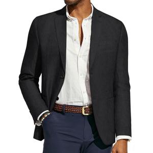 PJ PAUL JONES Mens Blazer Casual Sport Coats Regular Fit Two Button Suit Jacket Lightweight Sports Jacket(Black)