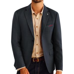 PJ PAUL JONES Mens Blazer Lightweight Sport Coats Casual Two Buttons Notched Lapel Suit Jacket with Removable Brooch(Dark Blue)