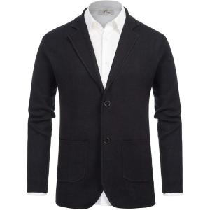 PJ PAUL JONES Men’s Cardigan Sweater Shawl Collar Button Down Knit Blazer Jacket Knitwear(Black)