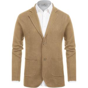 PJ PAUL JONES Men’s Cardigan Sweater Shawl Collar Button Down Knit Blazer Jacket Knitwear(Camel)