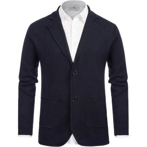 PJ PAUL JONES Men’s Cardigan Sweater Shawl Collar Button Down Knit Blazer Jacket Knitwear(Dark Blue)