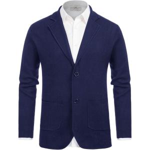 PJ PAUL JONES Men’s Cardigan Sweater Shawl Collar Button Down Knit Blazer Jacket Knitwear(Royal Blue)