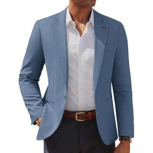 PJ PAUL JONES Men’s Casual Blazer One Button Lightweight Sport Coats Solid Notched Lapel Suit Jackets(Blue)