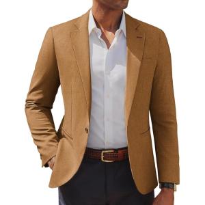 PJ PAUL JONES Men’s Casual Blazer One Button Lightweight Sport Coats Solid Notched Lapel Suit Jackets(Coffee Brown)